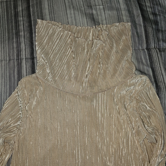 Maggie Sweet Women's Beige Pleated Long Sleeve Blouse Size L Pullover Boat Neck - Picture 13 of 13